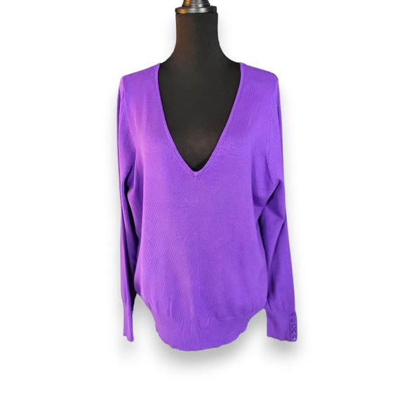 Lane Bryant Purple V Neck Pullover Women's 18/20 - Picture 6 of 10